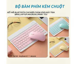 Combo ko dây Keyboard + Mouse Bluetooth v4.0 Pink mini
