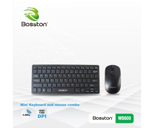 Combo ko dây Keyboard + Mouse BOSSTON WS600 Mini Black Chính hãng (2xAAA, 2xAAA)