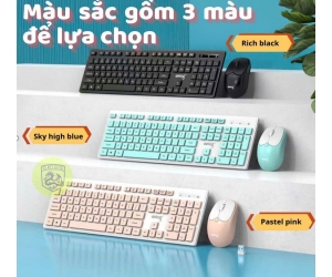  Combo ko dây Keyboard + Mouse Deiog V68 pink wireless Chính Hãng (ĐTKCC)