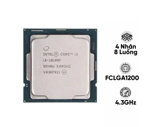 CPU SK 1200 v1 Intel Core i3-10100F Tray (Phải dùng card VGA, 3.6GHz up to 4.3GHz, 4 nhân, 8 luồng, 6MB, 65W)