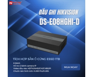 Đầu ghi HIK DS-E08HGHI-D (8 Kênh,1mp.2mp H.265 eSSD DVR,Tích hợp sẵn ổ cứng eSSD 1TB)