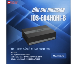 Đầu ghi HIK iDS-E04HQHI-D (4 Kênh,2mp-5mp Lite 1U H.265 eSSD DVR,Tích hợp sẵn ổ cứng eSSD 1TB)