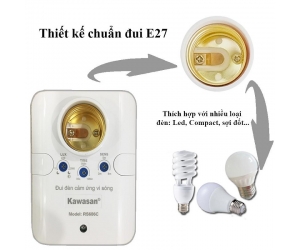 Đui đèn cảm ứng vi sóng KAWASAN KW-RS686C FV (25W, 180 ~ 240V / 50Hz, Góc quét  360°  Khoảng cách 2 - 8 mét (tùy chỉnh)