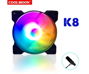 Fan case 12cm COOLMOON K8 LED Black (THAY THẾ CHO COOLMOON S3, X1, K9, Y1)