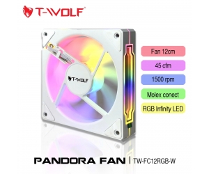 Fan Case 12cm T-WOLF TW-FC12RGB (White/12cm/45cfm/1500rpm/LED RGB Vô cực) (No Box)
