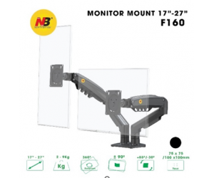 Giá đỡ LCD (Monitor Arm) NORTH BAYOU F160 Dark Gray 2 màn hình (2x 17'-27', 2x 2-9kg, Kẹp bàn) Chính hãng