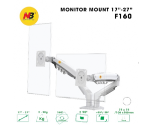 Giá đỡ LCD (Monitor Arm) NORTH BAYOU F160 White 2 màn hình (2x 17'-27', 2x 2-9kg, Kẹp bàn) Chính hãng