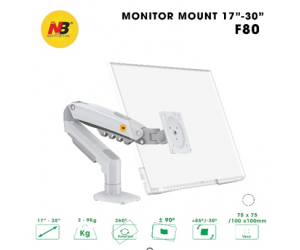 Giá đỡ LCD (Monitor Arm) NORTH BAYOU F80 White (17'-30', 2-9kg, Kẹp bàn) Chính hãng