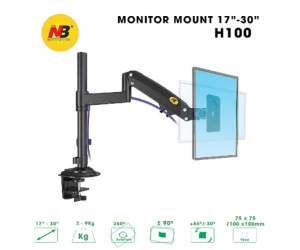 Giá đỡ LCD (Monitor Arm) NORTH BAYOU H100 Dark Gray (17'-30', 2-9kg, Kẹp bàn) Chính hãng