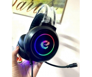 Headphone Gaming Chữ E JRS Black Led FV (Jack cắm USB 7.1, Mic dài) (Vỏ hộp Arigato)