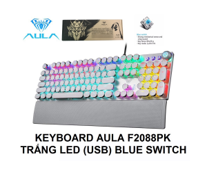 Keyboard AULA F2088PK LED White USB (Nút tròn, Phím cơ, Blue Switch) 