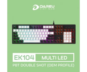 Keyboard Dareu EK104 White-Black (MULTI LED) (Dream switch) (Phím cơ)