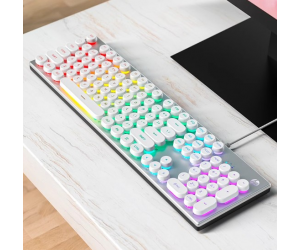 Keyboard HP K500Y Gaming White Led RGB USB (Phím cơ, nút tròn, 104 phím)