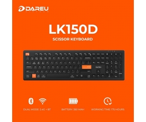 Keyboard ko dây DAREU LK150D Black Orange (Dual Mode, Scissor Switch)	