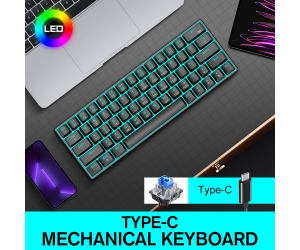 Keyboard T-WOLF T60 Black Chính hãng (Phím cơ, 63 key, Blue Switch, 20 chế độ LED, Kết nối cổng Type-C)