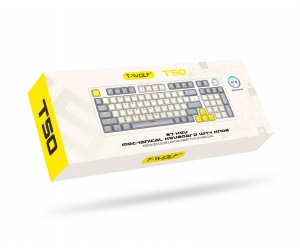 Keyboard T-WOLF T50 White Chính hãng (Phím cơ, 97 key, Blue Switch, 22 chế độ LED)