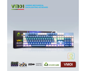 Keyboard VSP VM01 White Blue USB Chính hãng (Phím cơ, Blue switch, 13 chế độ LED, Hotswap)