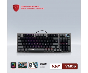 Keyboard VSP VM06 Black Grey USB Chính hãng (Phím cơ, Blue switch, LED RGB, Hotswap)