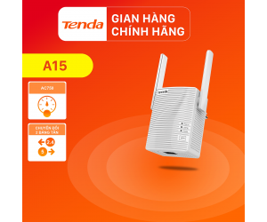 Kích sóng TENDA A15 Chính hãng (Repeater 2 băng tần, 2 anten, 750Mbps, có cổng LAN)