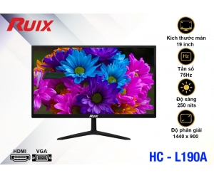 LCD 19” RUIX HC-L190A Black Chính hãng (TN - VGA, HDMI, 1440x900, 75Hz, Kèm cáp HDMI, Dây nguồn 3.5m) + Tặng Headphone AAP HD-480