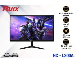 LCD 20” RUIX HC-L200A Black Chính hãng (TN - VGA, HDMI, 1600x900, 75Hz, Kèm cáp HDMI, Dây nguồn 3.5m) + Tặng Headphone AAP HD-480