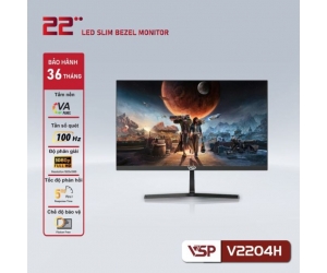 LCD 21.45” VSP V2204H Black Chính hãng (VA - VGA, HDMI, 1920x1080, 100Hz, Kèm cáp HDMI)