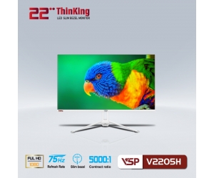 LCD 21.45'' VSP V2205H White Chính hãng (VA - VGA, HDMI, 1920x1080, 75Hz, Tràn viền, Kèm cáp HDMI) + Tặng tai nghe GH-X1
