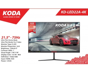 LCD 21.5' KODA KD-LED22A-4K (LED - VGA, HDMI, 1920x1080, 75Hz, 3 cạnh viền mỏng, Kèm cáp HDMI, Treo tường)