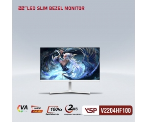LCD 21.5'' VSP V2204HF100 White Chính hãng (VA, HDMI, VGA,  1920x1080, 100Hz, 3 cạnh viền mỏng, Kèm cáp HDMI, Treo tường) + Tặng Mouse FD E650 (Liên hệ NVKD để nhận giá tốt hơn)
