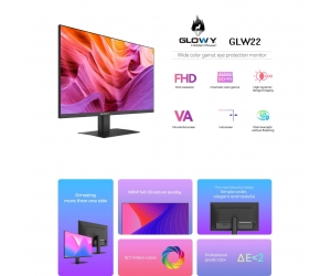 LCD 22' GLOWAY GLW22 Chính hãng (VA - VGA, HDMI, 1920x1080, 75Hz, Full viền, Kèm cáp HDMI) + Tặng Mouse ko dây GLOWY Q2