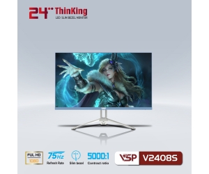 LCD 23.8'' VSP V2408S Chính hãng Blue (VA - VGA, HDMI, 1920x1080, 75Hz, 3 cạnh viền mỏng, Kèm cáp HDMI, Treo tường) + Tặng Mouse ko dây VISION Q1	