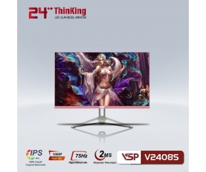 LCD 23.8'' VSP V2408S Chính hãng Pink (IPS - VGA, HDMI, 1920x1080, 75Hz, 3 cạnh viền mỏng, Kèm cáp HDMI, Treo tường) + Tặng Headphone GH-X1