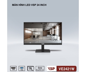 LCD 23.8'' VSP VE2421W Black Chính hãng (VA - VGA, HDMI, 1920x1080, 75Hz, 3 cạnh viền mỏng, Kèm cáp HDMI, Treo tường) + Tặng Headphone GH-X1