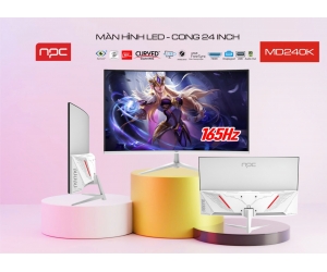 LCD 24' NPC MD240K White Chính hãng (Cong, VA - HDMI, DP, 1920x1080, 165Hz, 3 cạnh viền mỏng, Kèm cáp DP, Treo tường) 