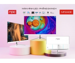 LCD 24' NPC MF240E White Chính hãng (Phẳng, VA - HDMI, VGA, 1920x1080, 75Hz, 3 cạnh viền mỏng, Kèm cáp HDMI, Treo tường)