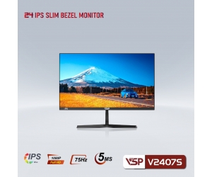  LCD 23.8'' VSP V2407S Chính hãng (IPS - VGA, HDMI, 1920x1080, 75Hz, 3 cạnh viền mỏng, Kèm cáp HDMI, Treo tường) (Liên hệ NVKD để nhận giá tốt hơn)