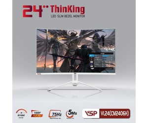 LCD 24” VSP VL24(CM2406H) White Chính hãng (VA - VGA, HDMI, 1920x1080, 75Hz, Cong, 3 cạnh viền mỏng, Kèm cáp HDMI) + Tặng Headphone GH-X1 