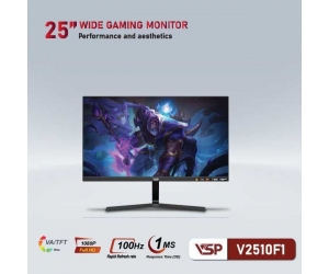 LCD 25'' VSP V2510F1 Black Chính hãng (VA, HDMI, 1920x1080, 100Hz, Kèm cáp HDMI, 1ms, Phẳng)