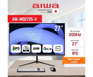 LCD 27' AIWA AW-MD2725-V Chính hãng FV (IPS-HDMI, DP, 1920 x 1080, 200Hz, 3 cạnh viền mỏng, treo tường)