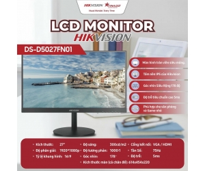 LCD 27' HIKVISION DS-D5027FN01 Chính hãng (IPS - VGA, HDMI, 1920x1080, 75Hz, 3 cạnh viền mỏng, Kèm cáp HDMI, Treo tường, Chuyên đồ họa)