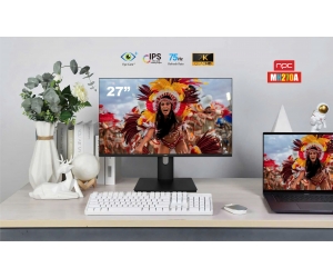 LCD 27' NPC MH270A 2K Phẳng Chính hãng (IPS - HDMI, DP, Type-C, 2560x1440, 75Hz, Xoay 90 độ, 3 cạnh viền mỏng, Kèm cáp HDMI, Treo tường)