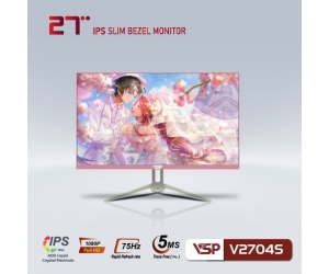 LCD 27'' VSP V2704S Pink Chính hãng (IPS- VGA, HDMI, 1920x1080, 75Hz, 3 cạnh viền mỏng, Kèm cáp HDMI, Treo tường)(Liên hệ nhân viên kinh doanh để được giá tốt hơn)