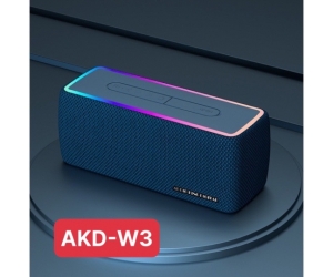 Loa Bluetooth AKD-W3 Blue (2x5W, USB, AUX, Có khe thẻ nhớ, FM, Có led)