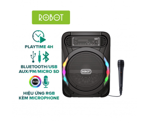 Loa Bluetooth ROBOT RB450 Black Chính hãng (20W, USB, AUX, FM kèm micro, led RGB)