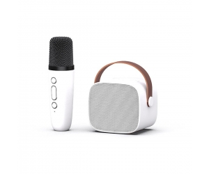 Loa Karaoke Bluetooth K1 White (13W, AUX, Có khe thẻ nhớ, kèm mic)