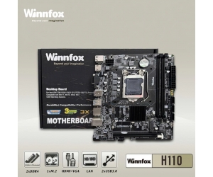 Mainboard SK 1151 Winnfox H110 Chính Hãng FV (VGA, HDMI, LAN 1000Mbps,M.2 NVME, 2 khe RAM DDR4) 