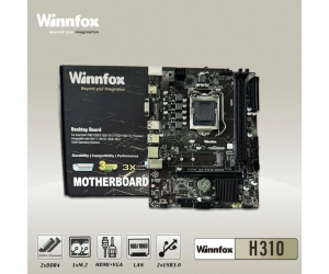 Mainboard SK 1151 Winnfox H310 Chính Hãng FV (VGA, HDMI, LAN 100Mbps, M.2 NVME, 2 khe RAM DDR4) 