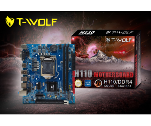 Mainboard SK 1151v1 T-WOLF H110 FV (VGA, HDMI, LAN 1000Mbps, M.2 PCIe/NVMe, 2 khe RAM DDR4, mATX)