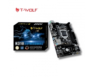 Mainboard SK 1151v2 T-WOLF H310 Chính Hãng  FV  (VGA, HDMI, DVI, LAN 1000Mbps, M.2 PCIe/NVMe, 2 khe RAM DDR4, mATX) 