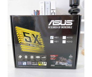 Mainboard SK 1155 ASUS H61 Box RENEW (VGA, LAN 1000Mbps, 2 khe RAM DDR3, mATX)